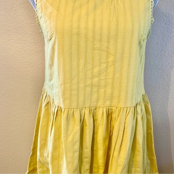 NWT Elia-Cher Dress Small Gold Yellow Sleeveless Mini Pleated Skirt Crochet New - Picture 3 of 14